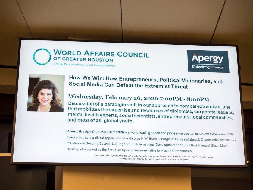 SHSU, LEAP Center, LEAP Ambassadors, Center for Law Engagement And Politics, World Affairs Council--Greater Houston, Farah Pindeth