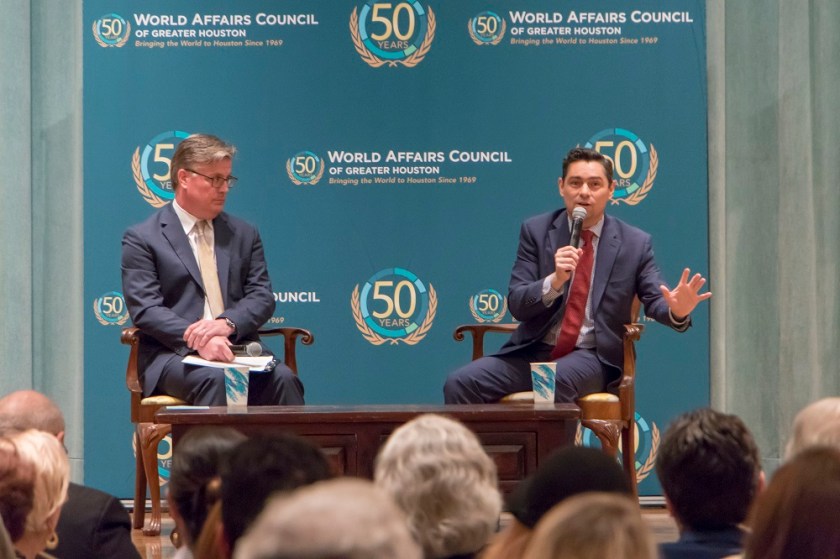 SHSU, Sam Houston State University, LEAP Center, Center for Law Engagement And Politics, LEAP Ambassadors, World Affairs Council of Greater Houston, Ambassador Carlos Vecchio, Venezuela