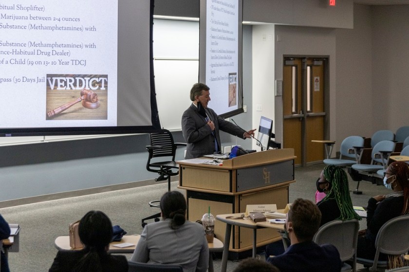 SHSU, LEAP Center, Center for Law Engagement And Politics, Pre-Law Society, Will Durham, Stuart Hughes, Walker County District Attorney